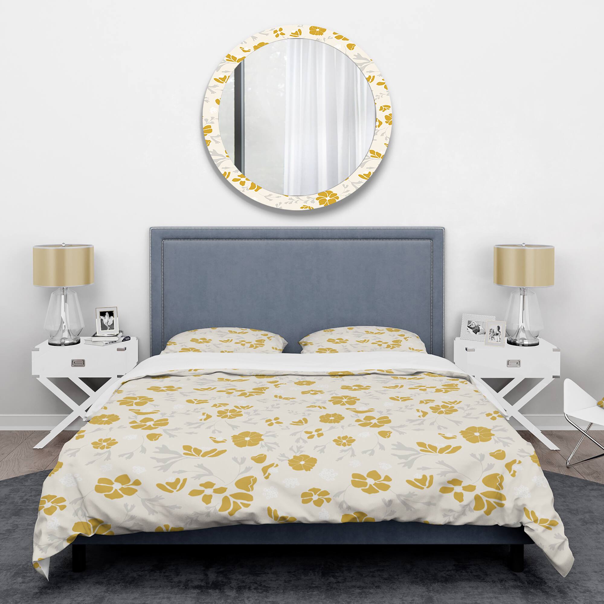 Designart 'Retro Handdrawn Poppies III' Mid-Century Duvet Cover Set